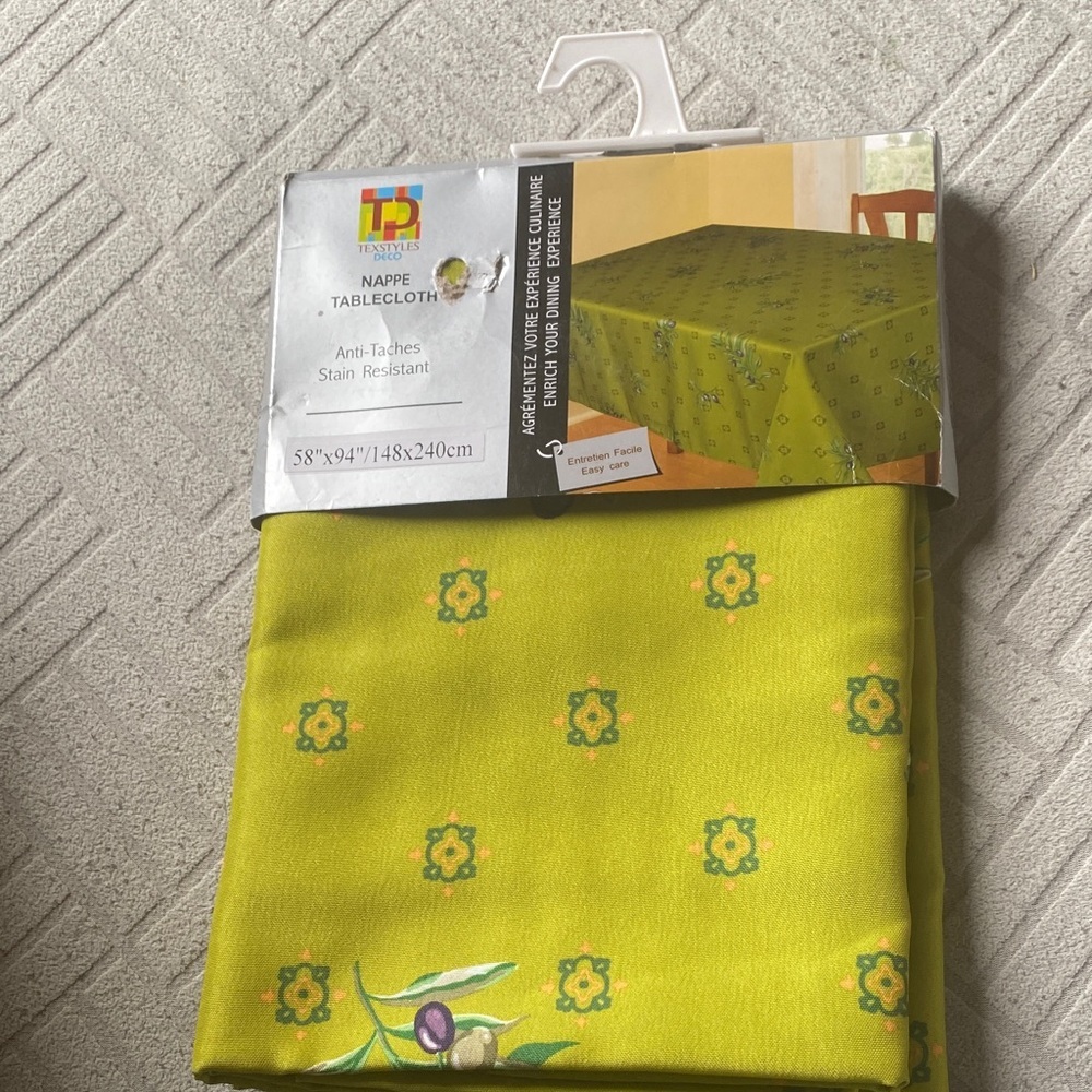 TD textile Nappe Olive Green Tablecloth with Floral Design
